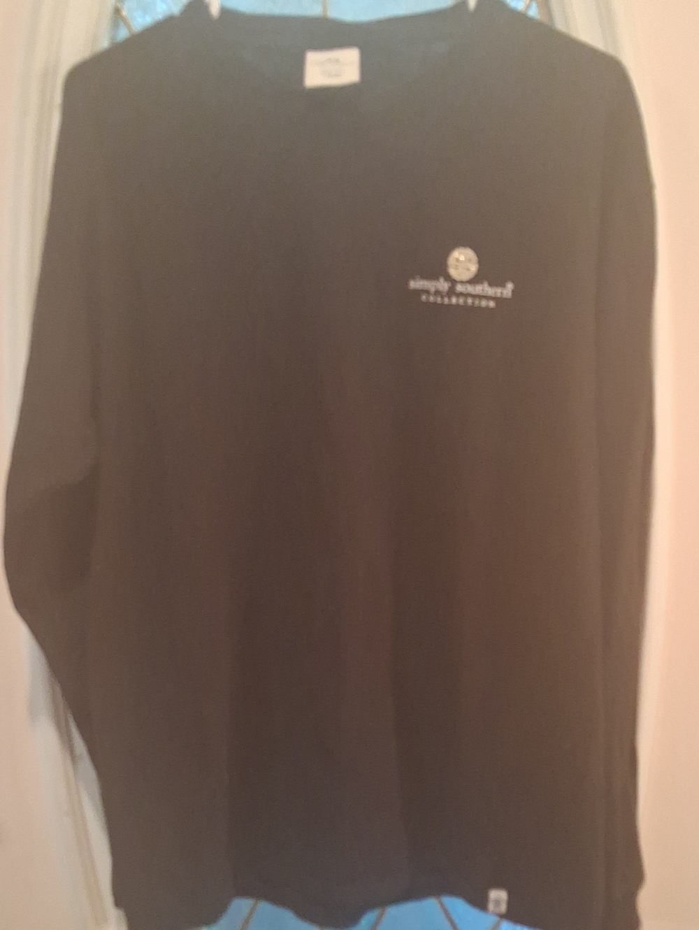 Simply Southern Christmas Black Long Sleeve Tee with Chest Logo